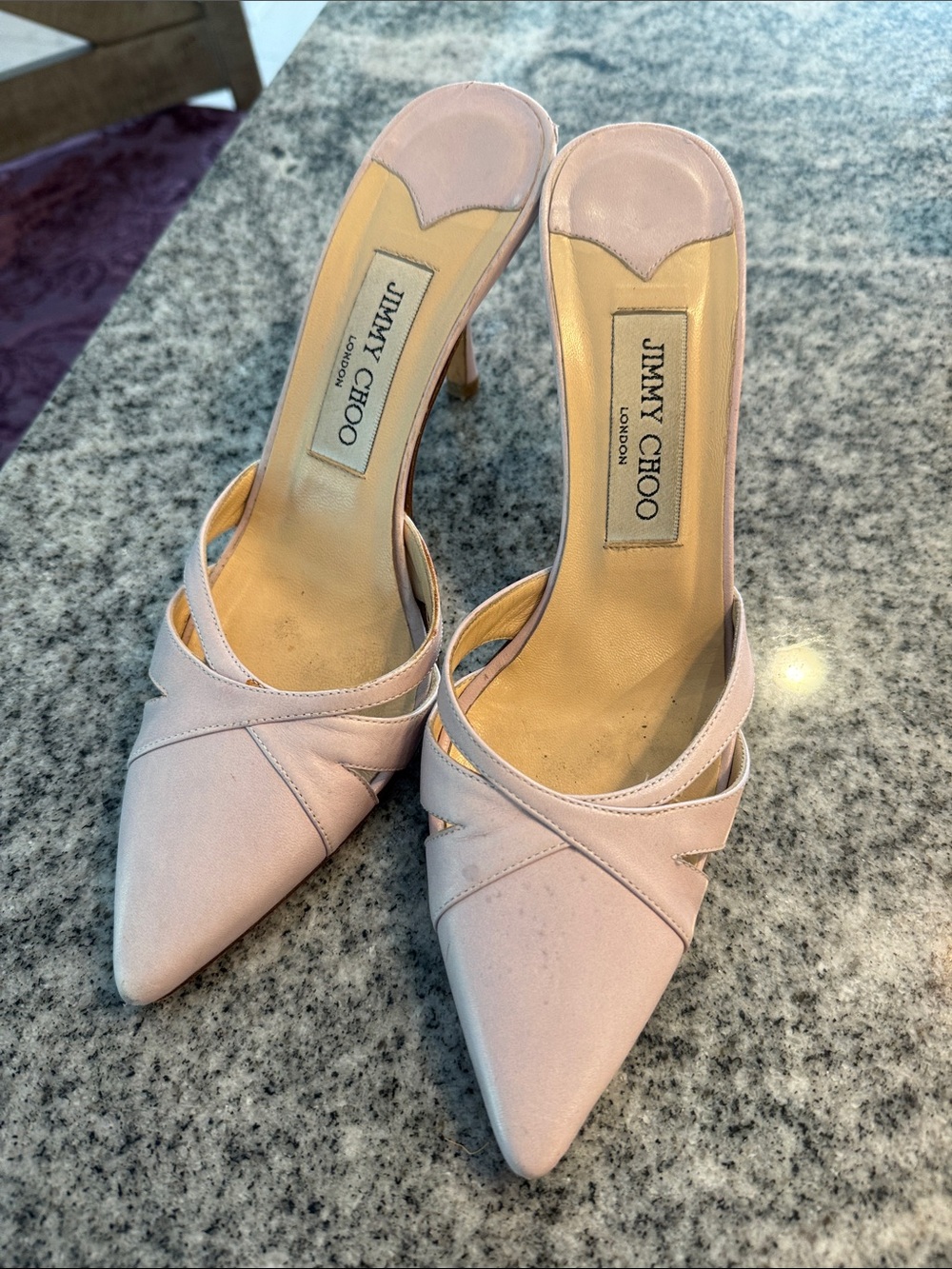 Jimmy Choo Lavender Pointed Slip-On Mules
